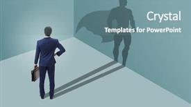  Presentation with superhero - Cool new presentation design with businessman with aspiration of becoming backdrop and a seafoam green colored foreground