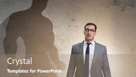  Presentation with superhero - Slide deck with businessman-with-aspiration-of-becoming background and a coral colored foreground