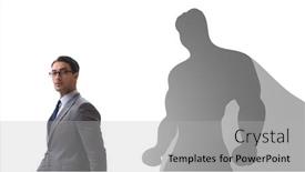  Presentation with superhero - Beautiful PPT theme featuring businessman-with-aspiration-of-becoming backdrop and a light gray colored foreground