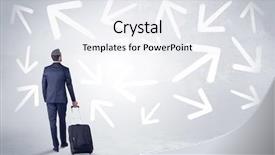  Presentation with sun rise back ground - Presentation design enhanced with businessman with back walking away background and a white colored foreground