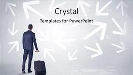  Presentation with walking - Colorful presentation enhanced with businessman with back walking away backdrop and a white colored foreground