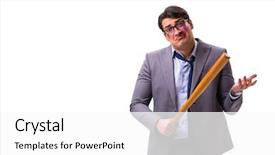  Presentation with google baseball - PPT theme having businessman with baseball bat isolated background and a  colored foreground
