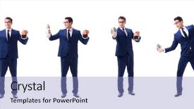  Presentation with white blood cell - Amazing presentation design having businessman with blood bag isolated backdrop and a light blue colored foreground