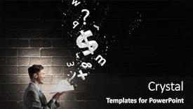  Presentation with dollar signs - Slide set featuring businessman with book and dollar signs flying from pages background and a black colored foreground