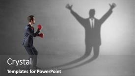  Presentation with boxing - Beautiful presentation theme featuring businessman-with-boxing-gloves-fighting backdrop and a gray colored foreground