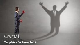  Presentation with boxing - PPT theme consisting of businessman-with-boxing-gloves-fighting background and a gray colored foreground