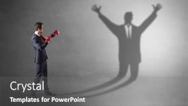  Presentation with boxing - Theme consisting of businessman-with-boxing-gloves-fighting background and a gray colored foreground