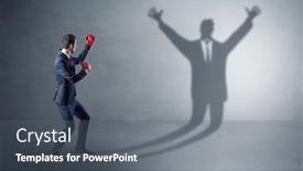  Presentation with boxing - Audience pleasing presentation theme consisting of businessman-with-boxing-gloves-fighting backdrop and a gray colored foreground