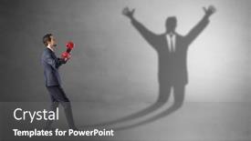  Presentation with boxing - Presentation theme having businessman-with-boxing-gloves-fighting background and a gray colored foreground