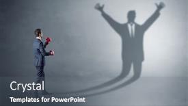  Presentation with boxing - Presentation theme featuring businessman-with-boxing-gloves-fighting background and a gray colored foreground