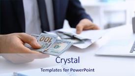  Presentation with bribe - Colorful PPT layouts enhanced with businessman with bribe at table backdrop and a sky blue colored foreground