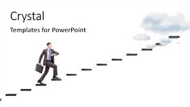  Presentation with heights - Amazing slide deck having businessman with briefcase headings toward backdrop and a  colored foreground