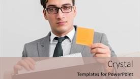  Presentation with concept - Beautiful slide deck featuring businessman-with-briefcase-in-business backdrop and a coral colored foreground
