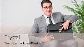  Presentation with concept - PPT layouts with businessman-with-briefcase-in-business and a  colored foreground