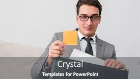  Presentation with concept - PPT theme consisting of businessman-with-briefcase-in-business background and a dark gray colored foreground