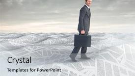  Presentation with under the sea and earth - Presentation theme consisting of businessman with briefcase in sea background and a  colored foreground