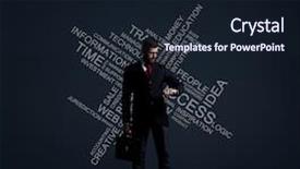  Presentation with improvement - Cool new PPT theme with businessman with briefcase standing backdrop and a wine colored foreground