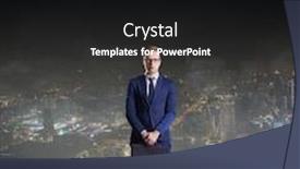  Presentation with city night - Colorful slide set enhanced with businessman with briefcase standing on a night city background job business career concept backdrop and a black colored foreground