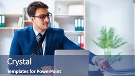  Presentation with medical splint broken bone hand - PPT layouts with businessman with broken arm working background and a  colored foreground