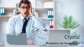  Presentation with tablet broken - Cool new presentation with businessman with broken arm working backdrop and a  colored foreground