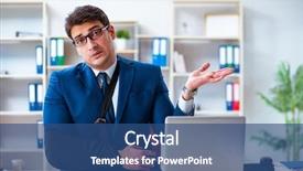  Presentation with working - PPT theme with businessman with broken arm working background and a  colored foreground