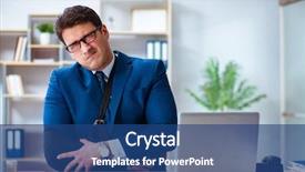  Presentation with working - Presentation design featuring businessman with broken arm working background and a  colored foreground