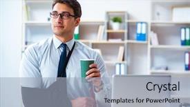  Presentation with medical splint broken bone hand - Presentation design consisting of businessman with broken arm working background and a  colored foreground