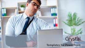  Presentation with medical splint broken bone hand - Amazing presentation having businessman with broken arm working backdrop and a  colored foreground