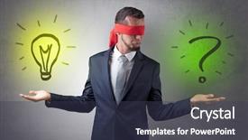  Presentation with bulb - Slide set having businessman with bulb and question background and a  colored foreground