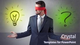  Presentation with bulb - Beautiful presentation featuring businessman with bulb and question backdrop and a  colored foreground