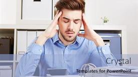  Presentation with burnout - PPT layouts enhanced with businessman-with-burnout background and a light blue colored foreground