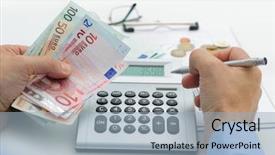  Presentation with people lost money fired businessman - Slide set enhanced with education techology and internet concept  background and a coral colored foreground.