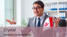  Presentation with canadian flag - Amazing slides having businessman with canadian flag backdrop and a  colored foreground