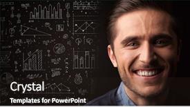  Presentation with math graph - Amazing slide deck having businessman with charts and graph backdrop and a wine colored foreground