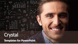  Presentation with organization charts - Colorful PPT theme enhanced with businessman with charts and graph backdrop and a tawny brown colored foreground