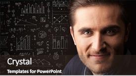  Presentation with next - Cool new presentation design with businessman with charts and graph backdrop and a tawny brown colored foreground