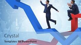  Presentation with growth - Beautiful theme featuring businessman-with-charts-of-growth backdrop and a light blue colored foreground