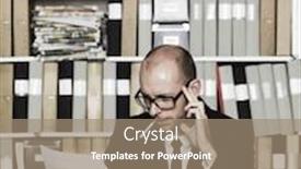  Presentation with cigarette - Presentation theme featuring businessman with cigarette at the office background and a coral colored foreground