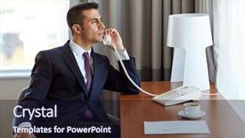  Presentation with hotel business - Audience pleasing slides consisting of businessman with coffee and papers backdrop and a wine colored foreground