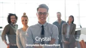  Presentation with office - PPT theme enhanced with businessman with colleagues in background background and a gray colored foreground