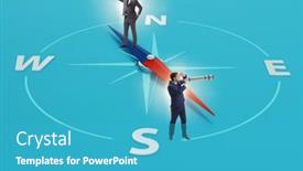  Presentation with compass - Presentation theme consisting of businessman-with-compass-looking background and a teal colored foreground