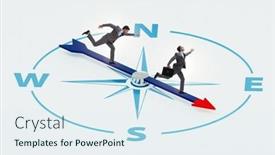  Presentation with direction - Presentation theme enhanced with businessman-with-compass-looking background and a sky blue colored foreground