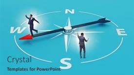  Presentation with direction - Presentation theme having businessman-with-compass-looking background and a teal colored foreground