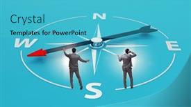  Presentation with history vintage telescope and compass - Slides featuring businessman-with-compass-looking background and a teal colored foreground