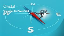  Presentation with compass - PPT theme having businessman-with-compass-looking background and a teal colored foreground