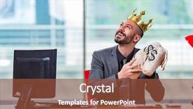  Presentation with crown - Slide deck consisting of businessman with crown and money background and a tawny brown colored foreground
