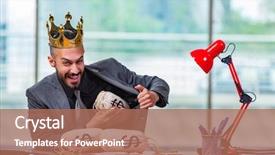  Presentation with people lost money fired businessman - Slides having businessman with crown and money background and a  colored foreground