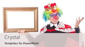  Presentation with crown - PPT layouts having businessman with crown isolated on white background and a lemonade colored foreground