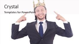  Presentation with crown - PPT theme enhanced with businessman with crown isolated background and a sky blue colored foreground