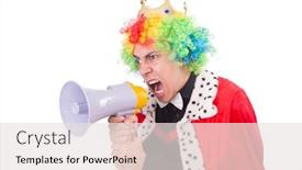  Presentation with crown - Colorful slides enhanced with businessman with crown isolated on white backdrop and a sky blue colored foreground